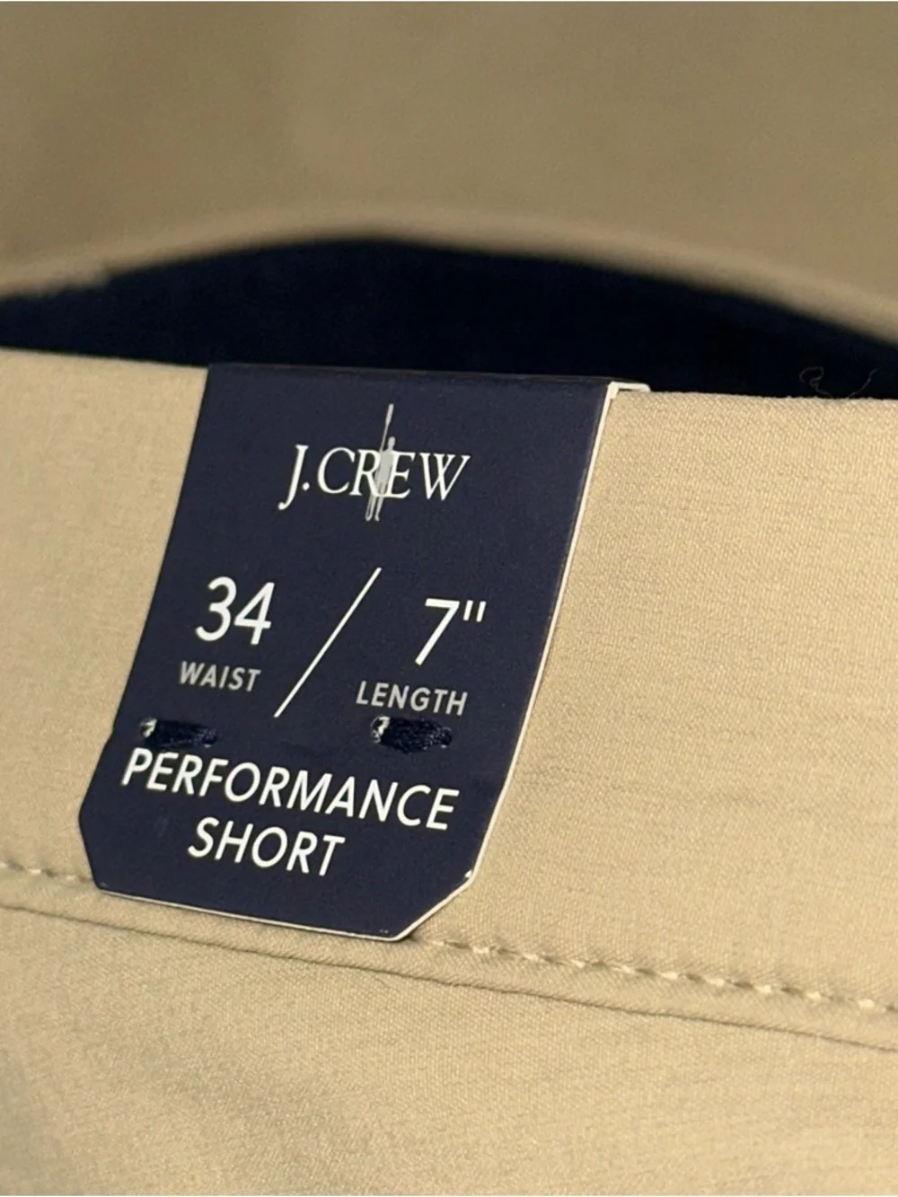 J. Crew NWT Men's 34 Tan Khaki Flat Front Stretch Performance 7” Chino Shorts